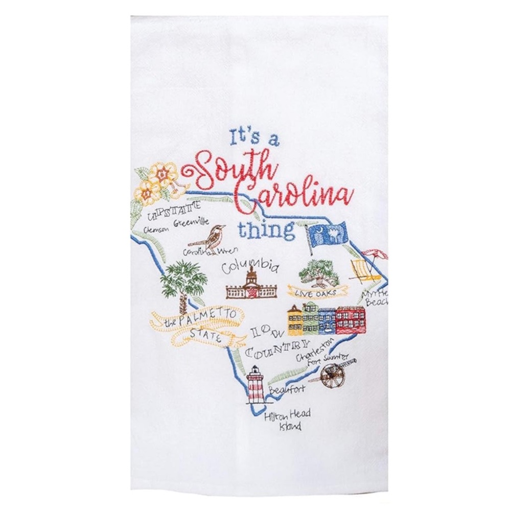 Kay Dee Home State Of South Carolina Embroidered Kitchen Tea Towel